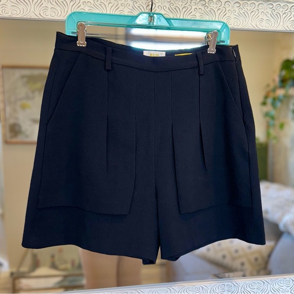NWT Anthropologie Super High Waist/Rise Black Pleated External Pockets Shorts 12 - Picture 2 of 12
